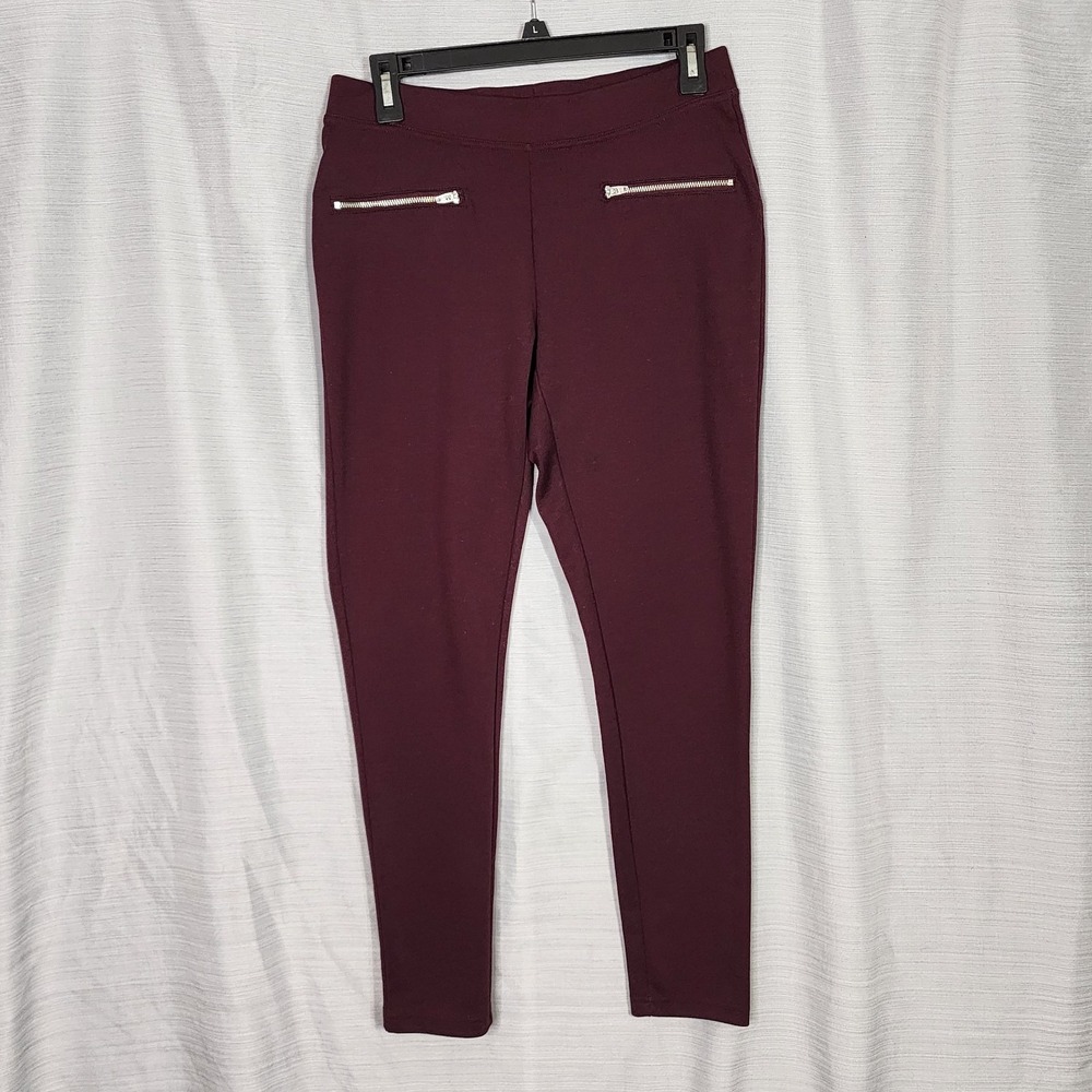 GAP Size Small Burgundy Ponte Zipper Pockets Pull On Comfort Waistband Leggings